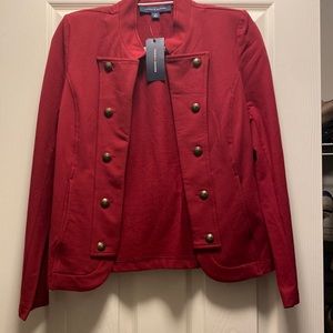 Red blazer with beautiful bottoms details